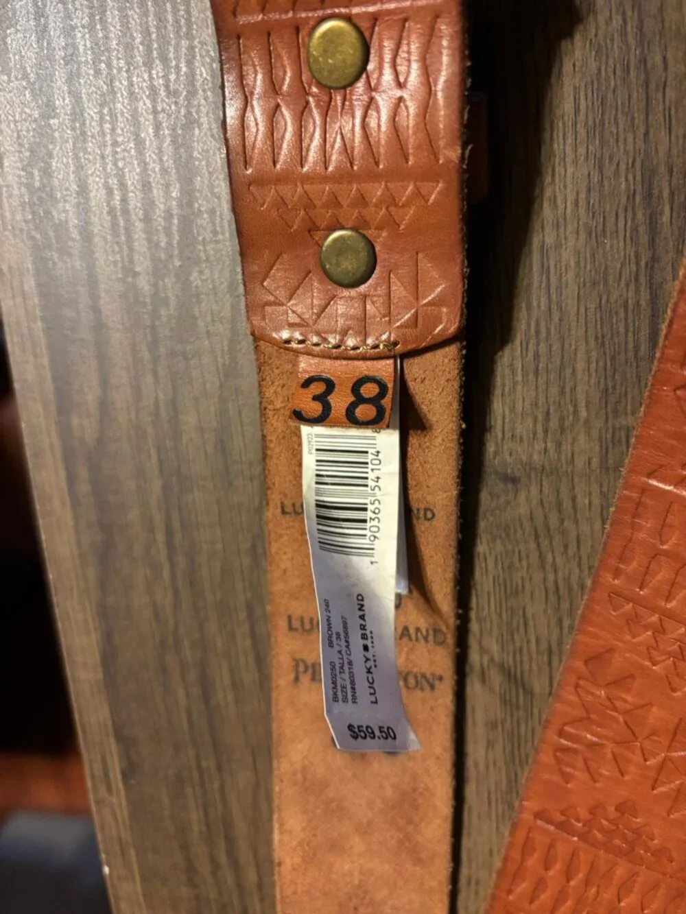Lucky Brand x Pendleton Tooled Leather Belt Western Aztec men's 38 vintage style